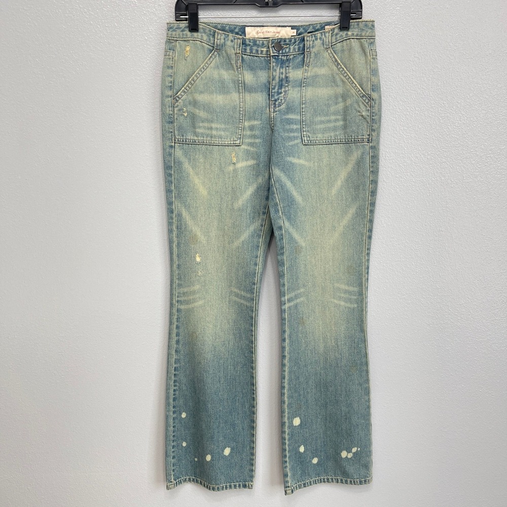 Calvin Klein Jeans Pants Size 28 Faded Blue Ultra Low Boot JF25A24 NWOT